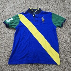Polo Ralph Lauren Polo Shirt Boys L‎ 14-16 Big Flesh Pony Striped Number 3